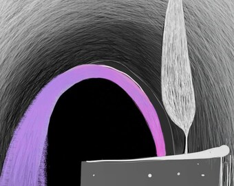 Abstract Landscape Wall Art, Black Purple Minimalist Poster (Digital Download)