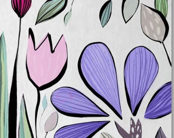 Abstract Floral Wall Art, Purple Botanical Print, Modern Pastel Poster (Digital Download)