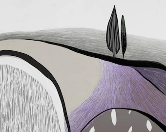 Beige Landscape Print, Abstract Hills, Japandi Living Room Decor (Digital Download)