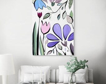 Pastel Floral Vertical Poster | Botanical Minimal Decor, Soft Neutral Art (Digital Download)
