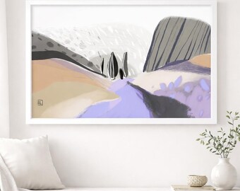 Abstract Landscape Print | Pastel Minimalist Wall Art, Neutral Modern Decor