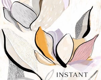 Minimalist Floral Printable Wall Art – Neutral Botanical Digital Download