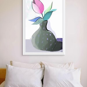 Elegantes impresiones florales para pared, decoración moderna del hogar, arte en jarrones, póster de arte botánico, decoración minimalista para salas de estar.