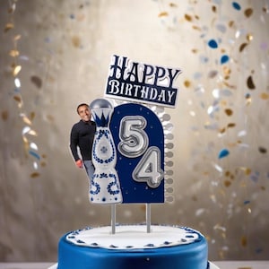 Personalized Birthday Cake Topper, Blue & Silver Tequila Theme, Custom Cake Decoration, Celebration Party Decor