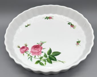 Vintage Christineholm Rose Pattern Porcelain Quiche/Tart Baking Dish