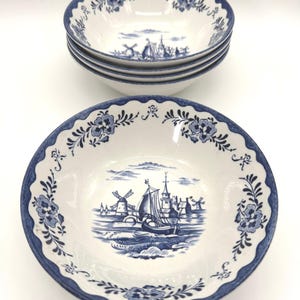 Vintage Johnson Brothers Stoke-on-Trent Holland Ironstone bowls - set of 5 bowls - made in England.