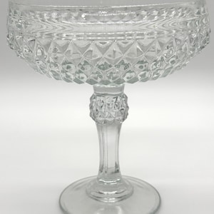 Vintage Indiana Glass Diamond Point Cut Candy Dish, circa 1960s.