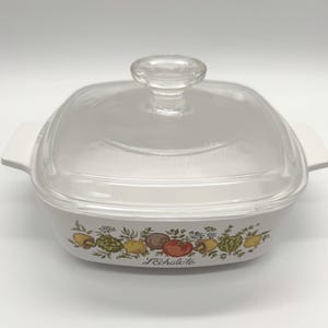 Vintage Corning Ware Spice of Life 1 Quart L&#39;Echalote Casserole Dish, circa 1970s.