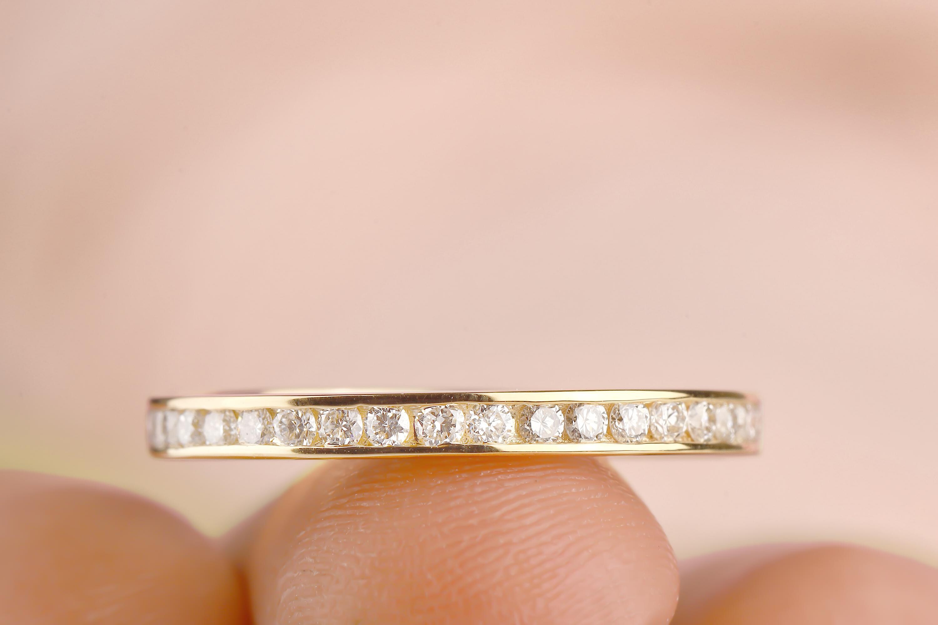 Lab Grown Diamond Wedding Band: 14k Gold Half Eternity Ring - Etsy