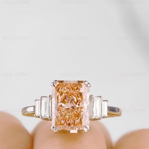 3 Carat Fancy Radiant Vivid Pink IGI Certified Lab Grown Diamond Engagement Ring / Rare Pink Color Diamond Ring / Special Proposal Ring/Gift