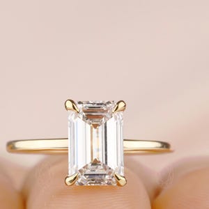 2.50 CT IGI Certified Emerald Cut Lab Grown Diamond Solitaire Ring | Prong Setting | Emerald Solitaire Engagement Ring | Lab Diamond Ring