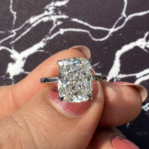 2.5 CT Elongated Cushion Lab Diamond Ring | Hidden Halo Solitaire, Solid Gold