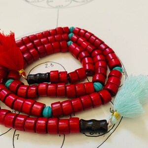 Mala Beads Red Wood