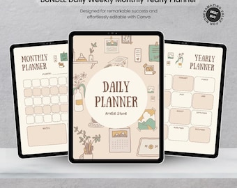 All-in-One Digital Planner 2025 2026 2027, CANVA Digital Planner, Daily Weekly Monthly Journal, Goodnotes Planner, Apple Google Calendar