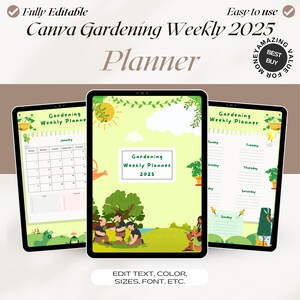 Agenda Settimanale di Giardinaggio 2025 - Planner Personalizzabile con Canva, Calendario Mensile & Regalo per Amanti del Giardino