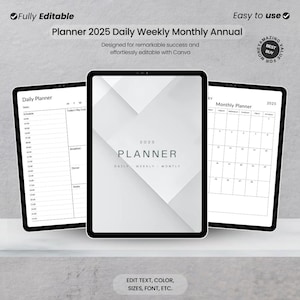 BUNDLE Pianificazione Minimalista 2025: Layout Mensili, Settimanali e Giornalieri – Scarica il PDF per Canva!