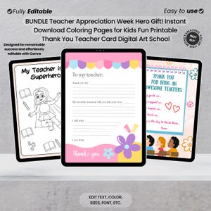 Cadeau Héros pour la Semaine de l'Appréciation des Enseignants Pages à Colorier Imprimables et Carte de Remerciement Numérique pour Enfants!