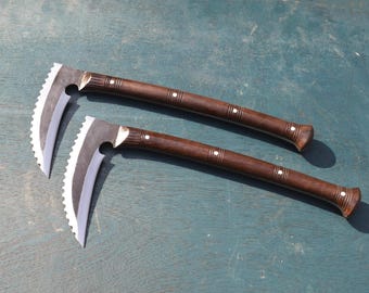 Handmade 8-Inch Full Tang Kukri Kama Set: Rosewood Handle