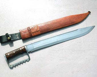 Handmade Nepalese/long kukri hunting machete-kukri-kukuri-khukuri-sharpen-ready to ship-machete full tang (20 inches blade)