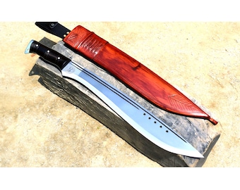 Machete nepalí artesanal/machete pesado para caza y supervivencia - cuchillo machete de espiga completa (hoja de 18 pulgadas)