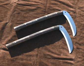 Handmade 8-Inch Full Tang Kukri Kama Set: Rosewood Handle