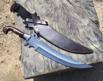 Handmade Nepalese Kukri Machete: Rosewood Handle, Buffalo Leather Scabbard
