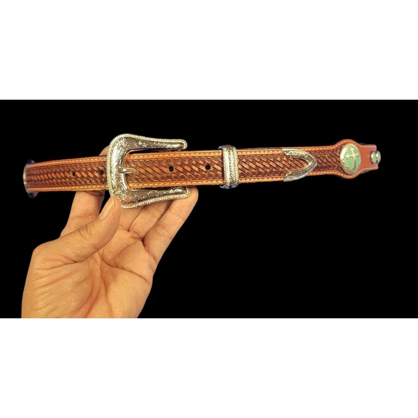 Brass Copper Cross Concho Southwest Unisex Chain belt Christmas fall WESTERN Sterling silver concho belt for sale main image 2