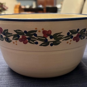 bol en poterie de baies peint à la main vintage