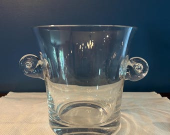 seau à glace vintage en verre à anse parchemin