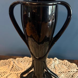 ART DECO Style ガラス 金属 花瓶　Vintage Art Deco Glass Vase - Etsy