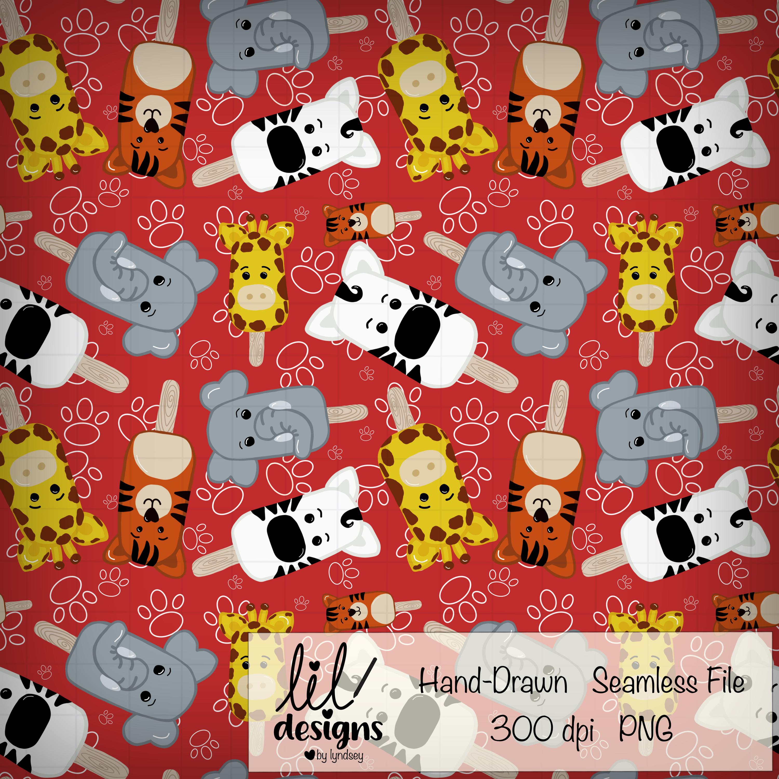 Seamless File Red Safari Cake Pops  Digital Design Instant Download  Digital Papers Wrapping Vinyl Fabric Surface Design 300 DPI PNG