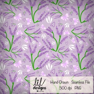 Seamless File Purple Peaceful Lavender Seamless  Digital Design Instant Download  Digital Papers Vinyl Fabric Surface Design 300 DPI PNG