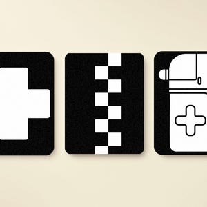 Community Heroes Series AMBULANCE - Visual Contrast Cards | Baby Print Gifts | Morning Basket | Gentle Montessori Learning Baby-Toddler