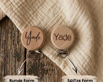 Personalisierter Schnullerclip aus Holz mit Gravur | Holzclip für Schnullerketten DIY | SchnullerClip mit Namen