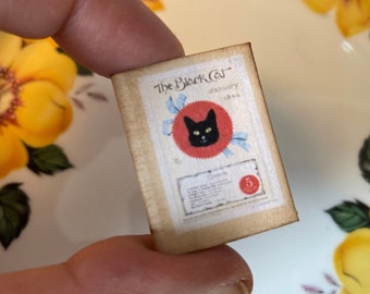 Micro Mini Book - Brooch - Pin - The Black Cat