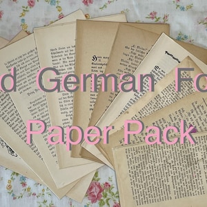 Paper Pack - Oud Duits lettertype - "Fraktur" - Vintage boekpagina's - Pak van 10 dubbele pagina's