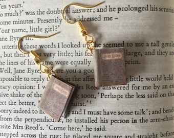 Tiny Book Earrings - Jane Eyre - Smaller Than a Penny