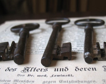 large antique keys, french castle skeleton keys, 3 large iron keys, large ornate gate keys, victorian key, genuine iron keys (M1)