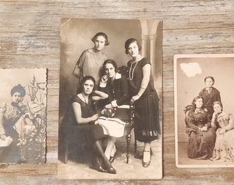 Vintage photo -3 ladies portraits