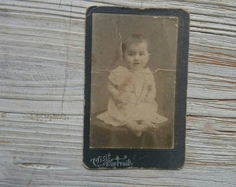 Vintage child photo, little girl portrait, studio photo