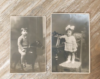 Vintage children photos, children portrait, studio photo, postal cards