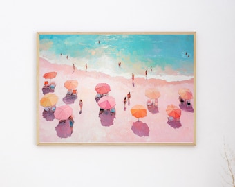 Vintage Beach Painting Print | Pastel Coastal Wall Art (Digital Download)