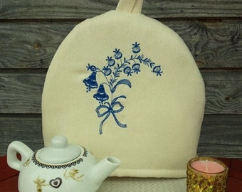 Small Linen Coffee Pot Cozy, Embroidered, Pure Linen Coffee Pot Warmer, Handmade, Small Size Cozy warmer