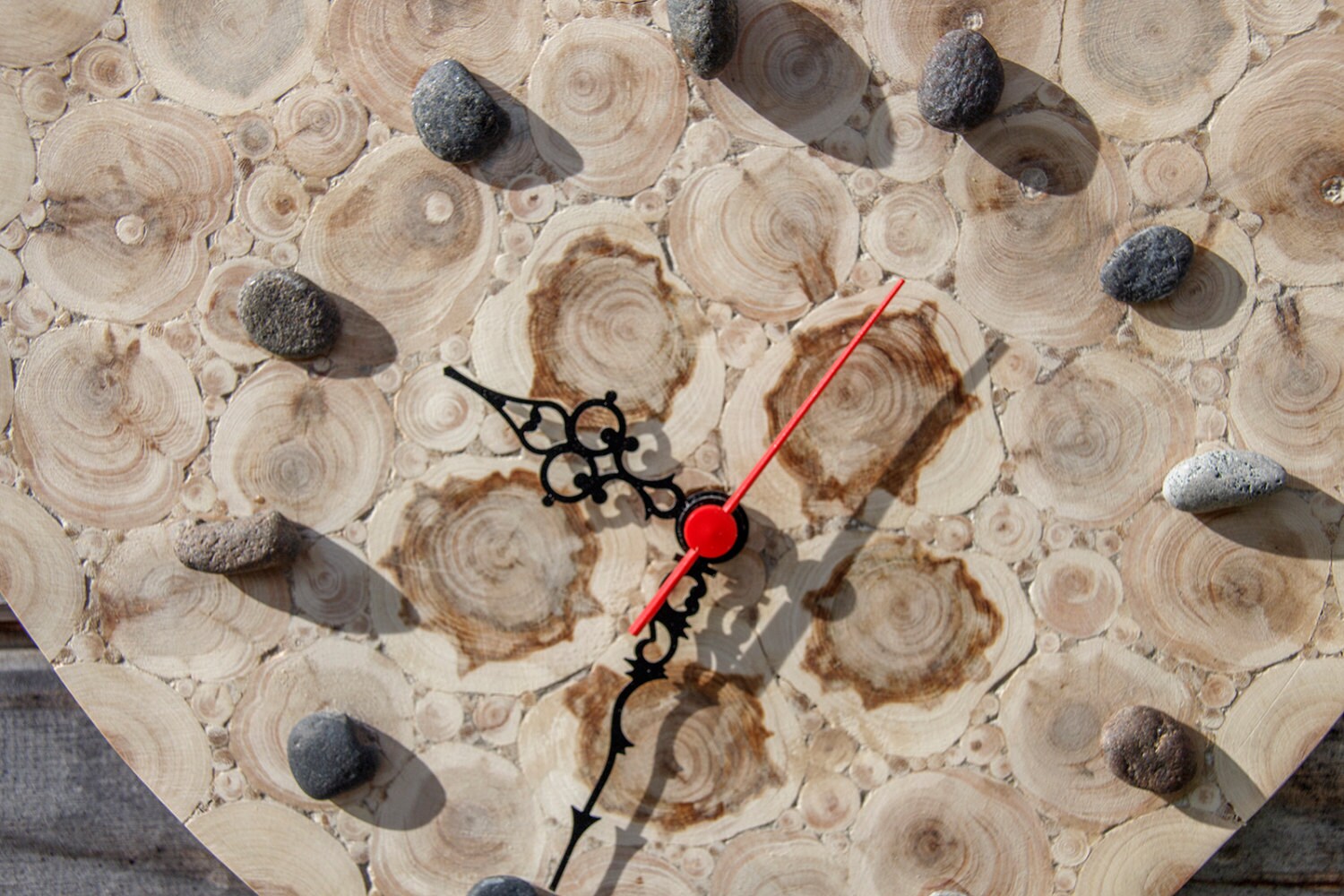 Juniper Wood Clock Natural Handmade Wall Clock Large Wooden Etsy