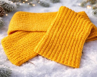 Hand Knitted Wool Scarf – Soft Warm Winter Scarf, Handmade Cozy Wool Neck Scarf, Natural Fiber Cold Weather Accessory