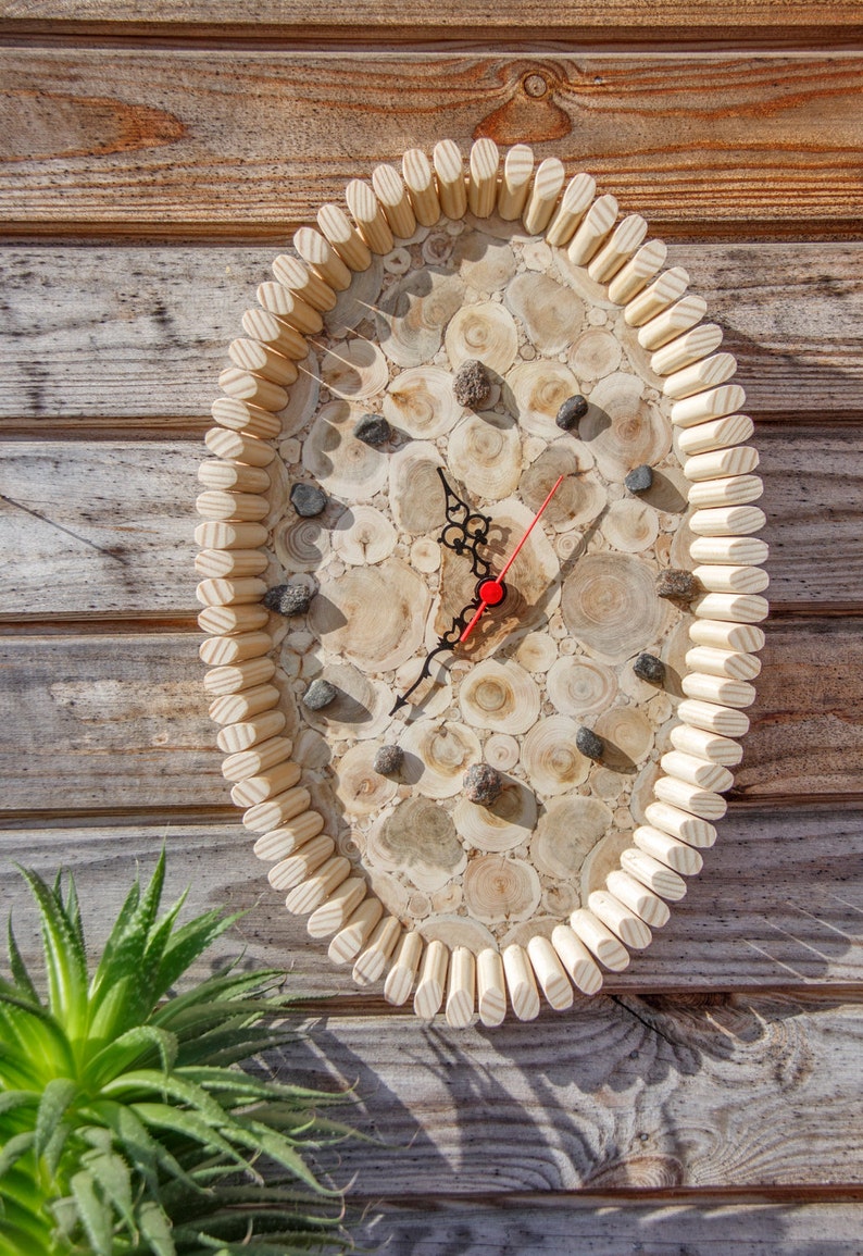 Juniper Wood Clock, Natural Handmade Wall Clock, Large Wooden Clock