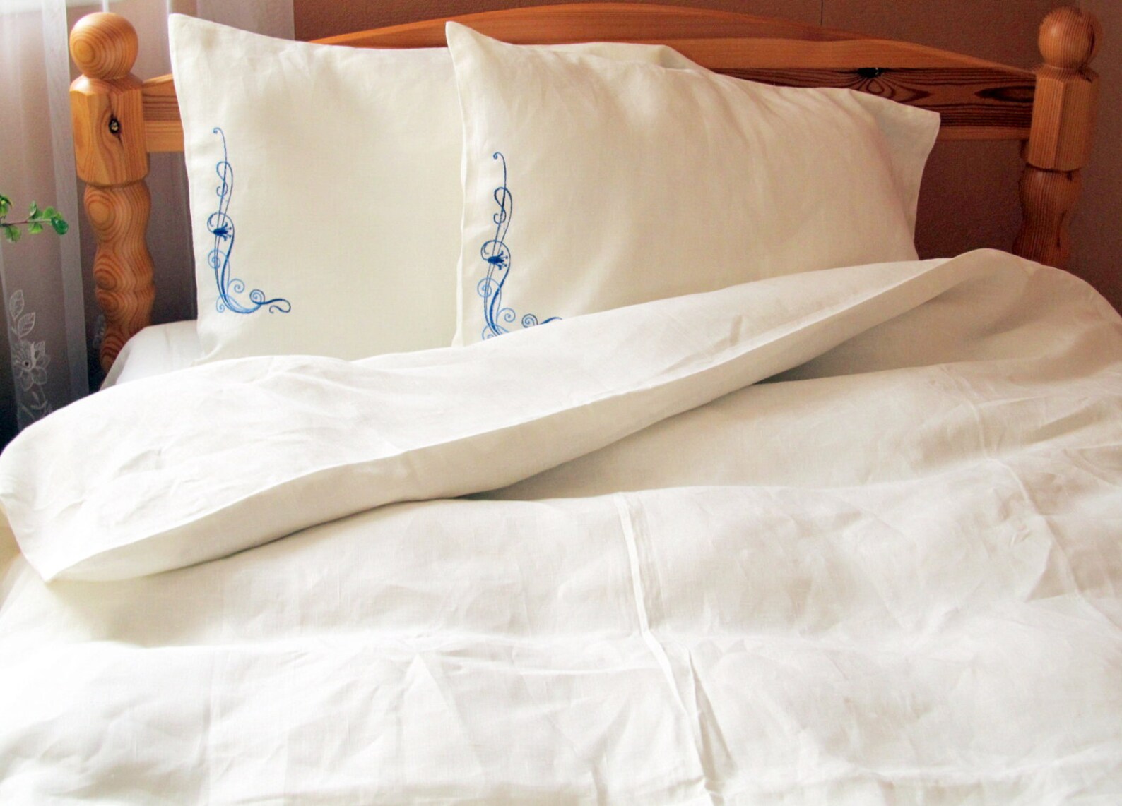 White Linen Bedding Set 4 Pcs QUEEN SIZE Bed Linen Double Etsy