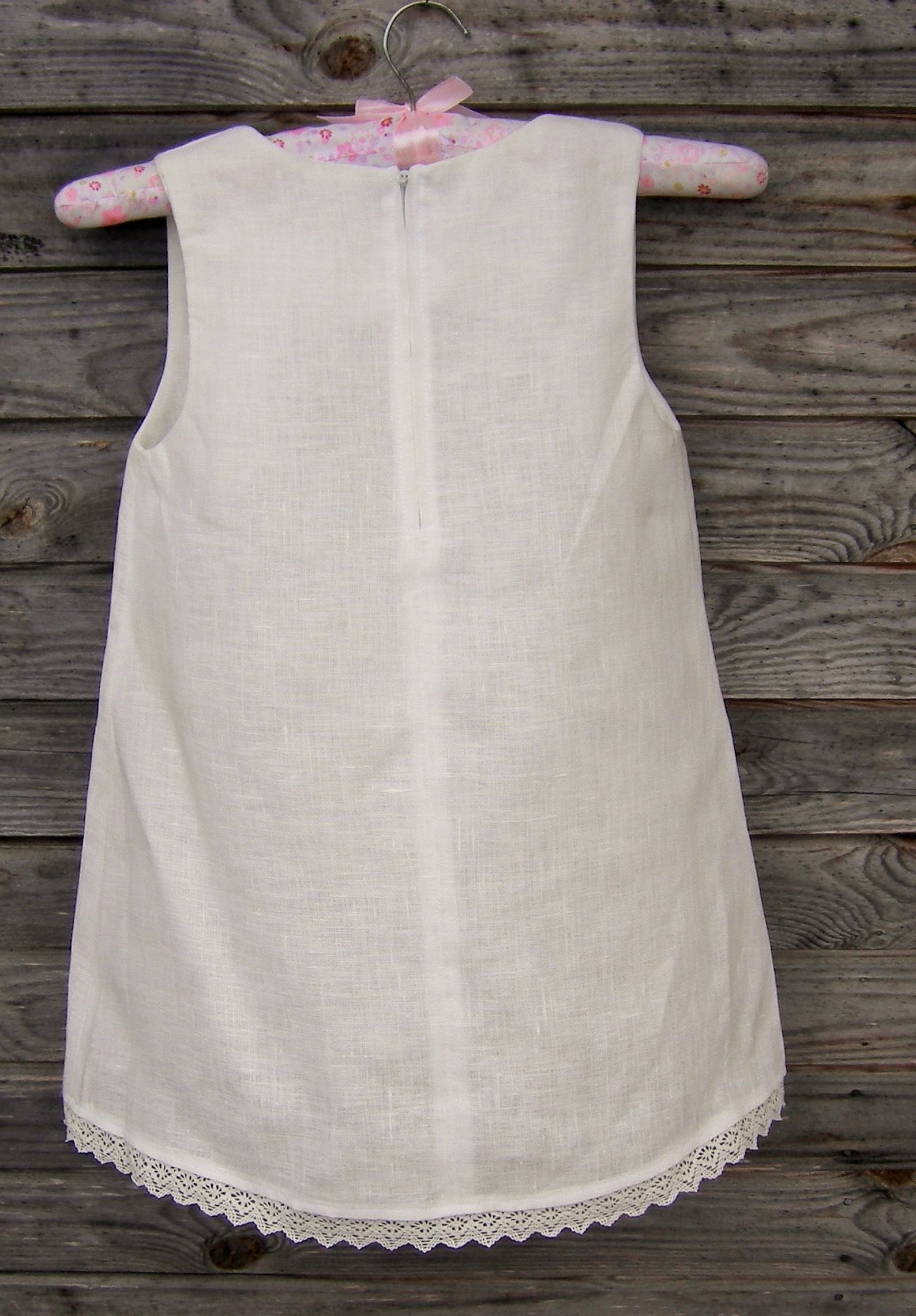 Pure Linen White Floral Dress main image 0