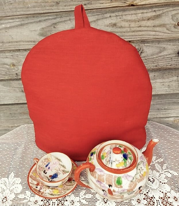 Dark Red Linen Coffee Pot Cozy Linen Cozy Natural Pure Etsy