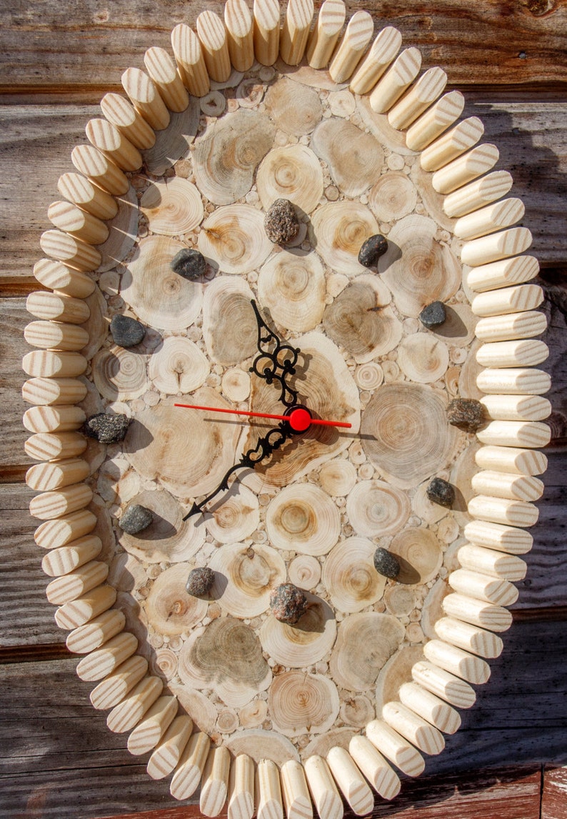 Juniper Wood Clock, Natural Handmade Wall Clock, Large Wooden Clock